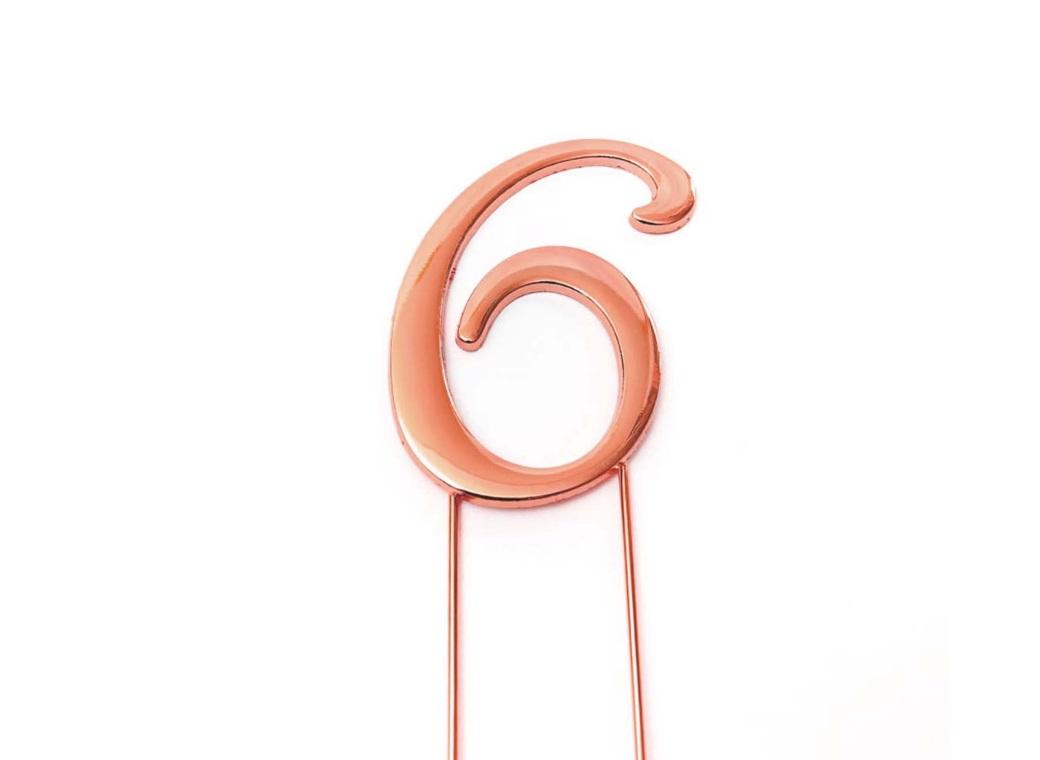 Rose Gold Cake Topper - Number 6