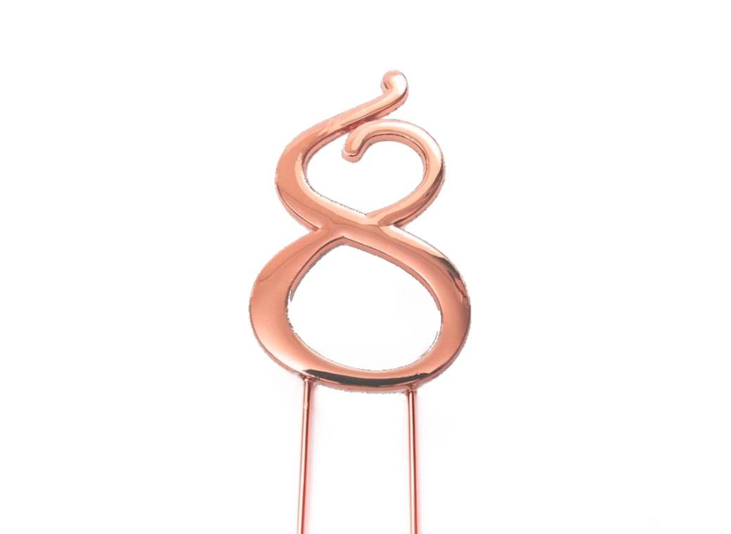 Rose Gold Cake Topper - Number 8