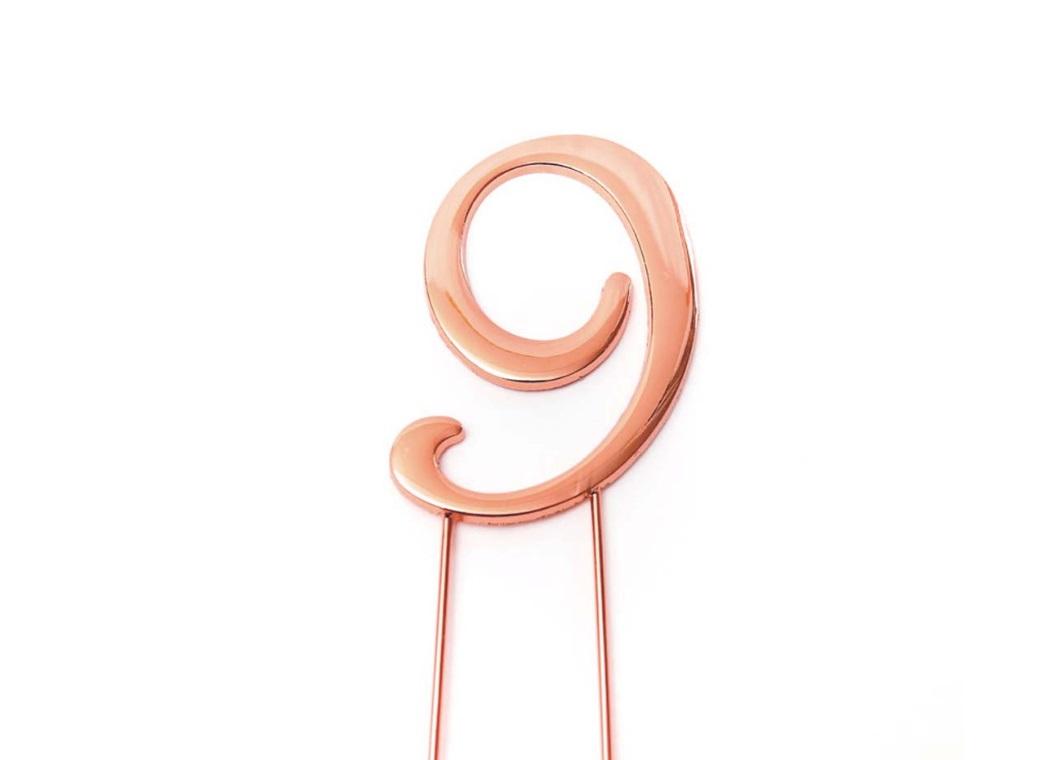 Rose Gold Cake Topper - Number 9