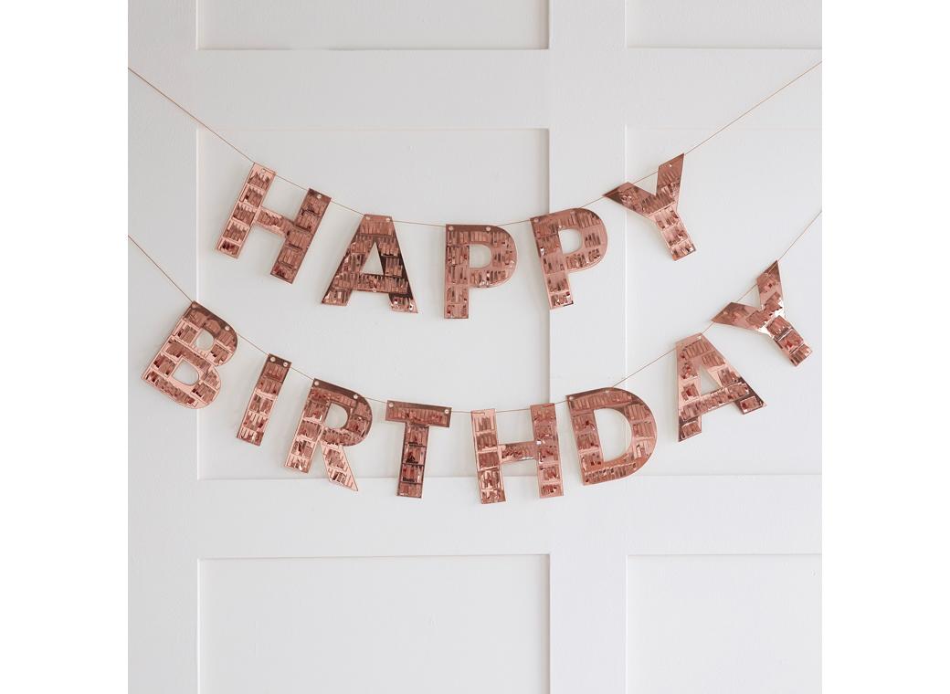 Rose Gold Fringe Happy Birthday Bunting