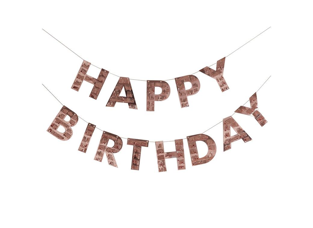 Rose Gold Fringe Happy Birthday Bunting