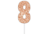 Rose Gold Glitter Cake Topper - No 8