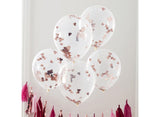 Rose Gold Heart Confetti Balloons 5pk