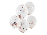 Rose Gold Heart Confetti Balloons 5pk