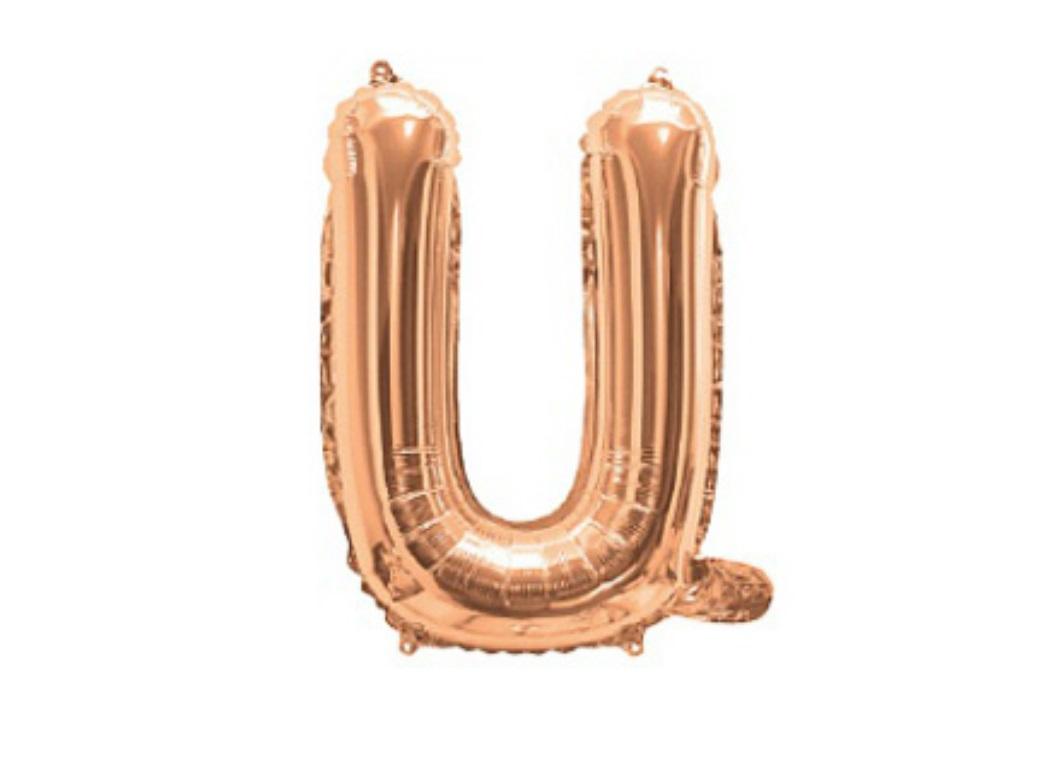 Mini Rose Gold Foil Balloon - Letter U