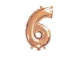 Mini Rose Gold Foil Balloon - Number 6