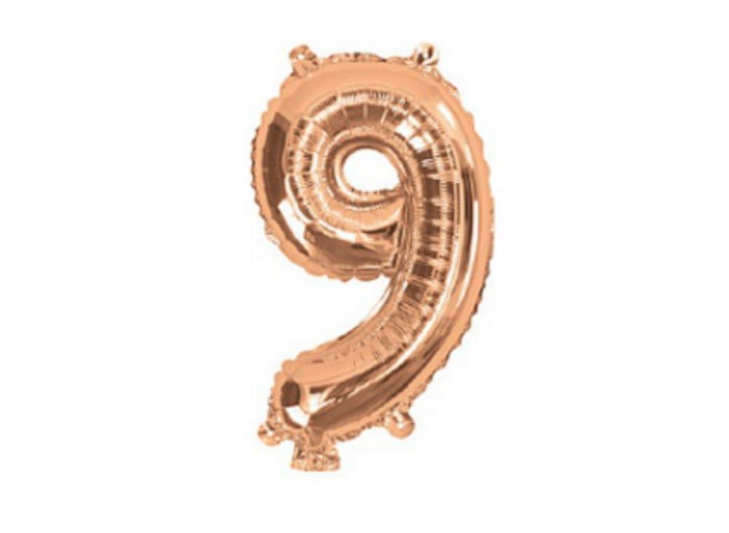 Mini Rose Gold Foil Balloon - Number 9