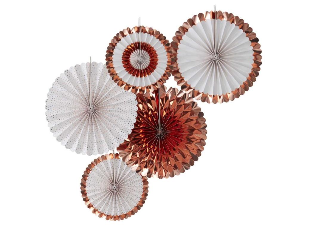 Rose Gold Paper Fans 5pk