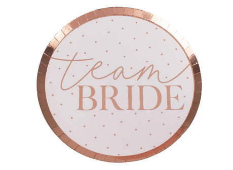 Hen Party Rose Gold Team Bride Plates 8pk