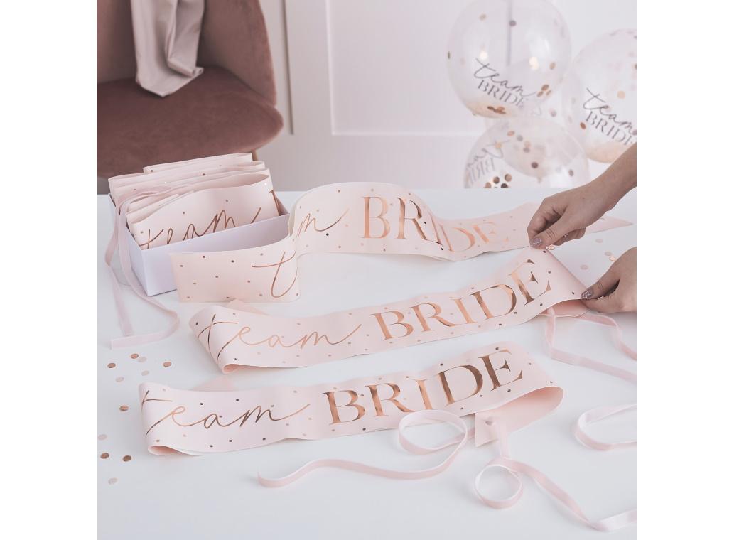 Hen Party Rose Gold Team Bride Sashes 6pk