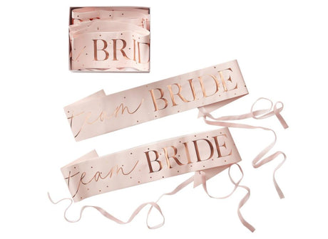 Hen Party Rose Gold Team Bride Sashes 6pk