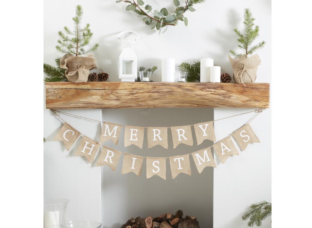 Rustic Merry Christmas Hessian Bunting