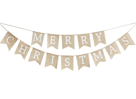 Rustic Merry Christmas Hessian Bunting