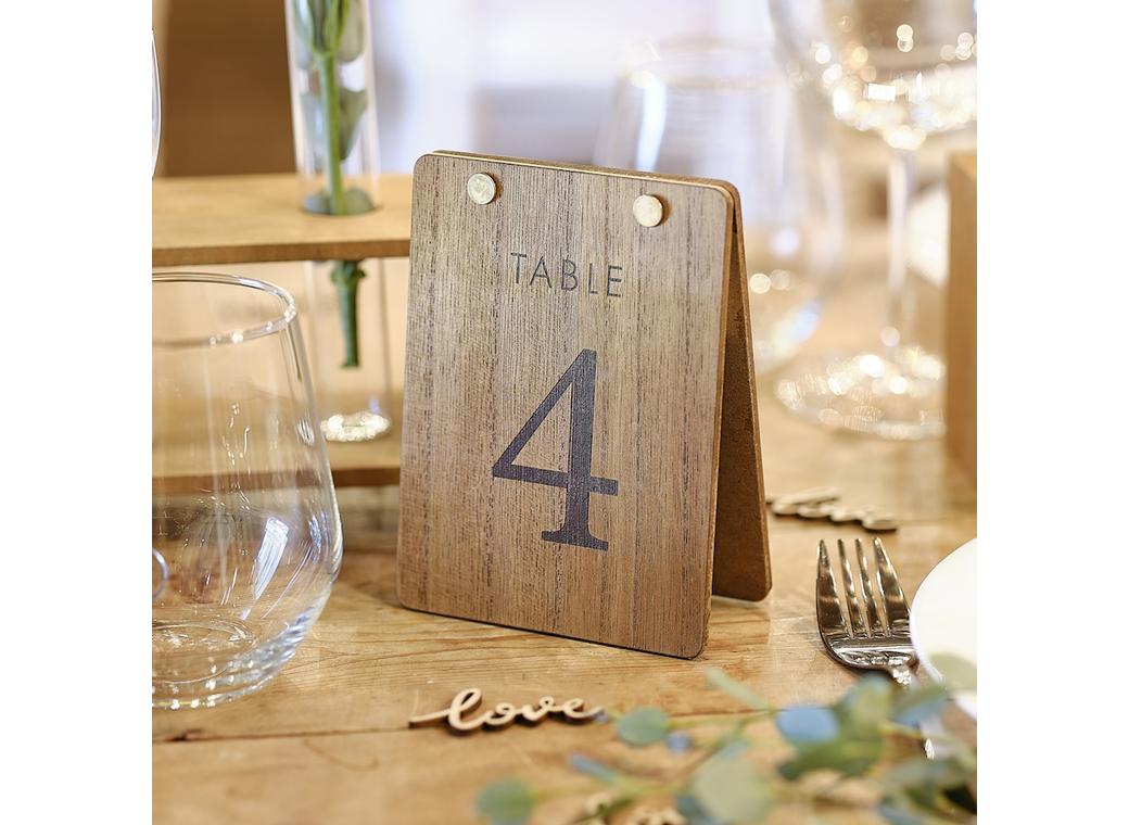 Rustic Romance Wooden Tent Table Numbers