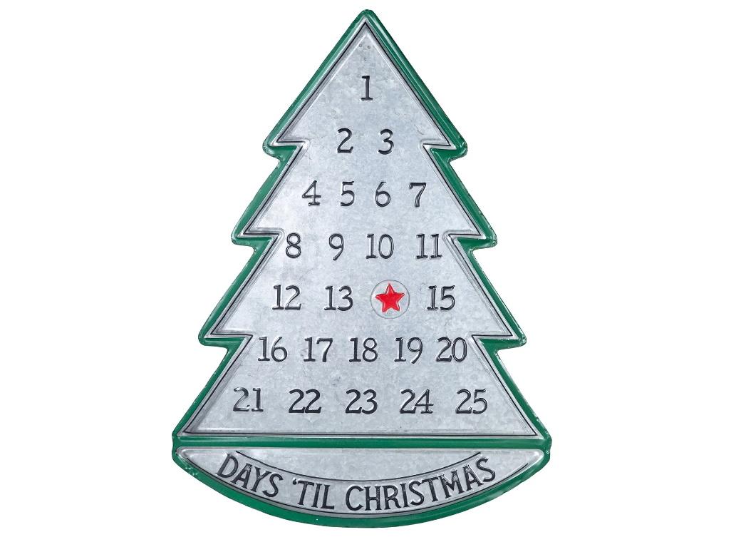 Rustic Tin Christmas Tree Countdown Sign