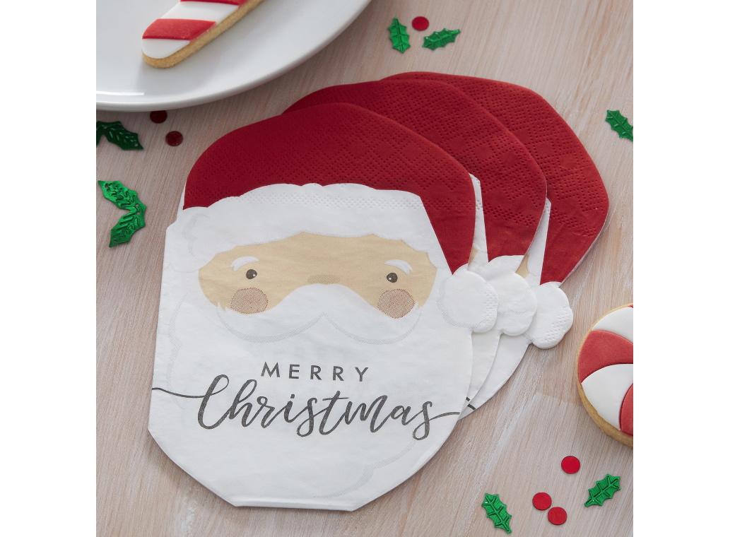 Santa Shaped Napkins 16pk