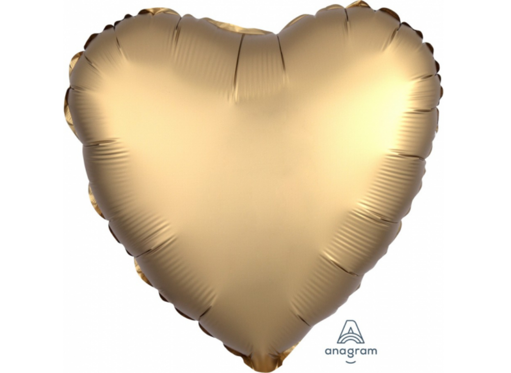 Heart Shaped Foil Balloon - Satin Luxe Gold Sateen