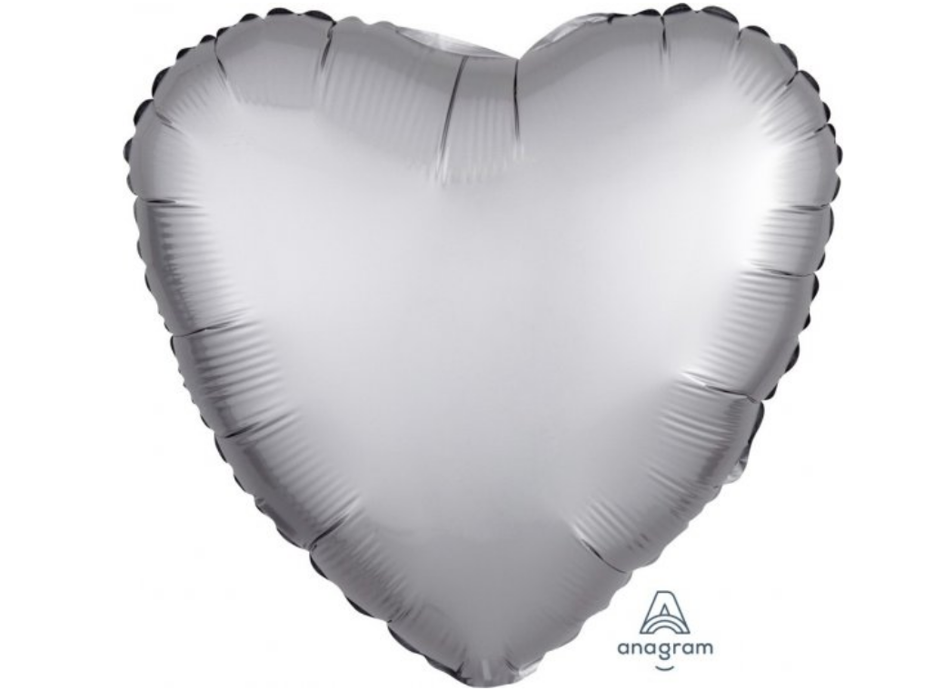 Heart Shaped Foil Balloon - Satin Luxe Platinum