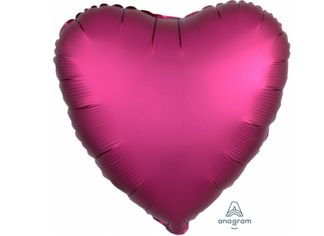 Heart Shaped Foil Balloon - Satin Luxe Pomegranate