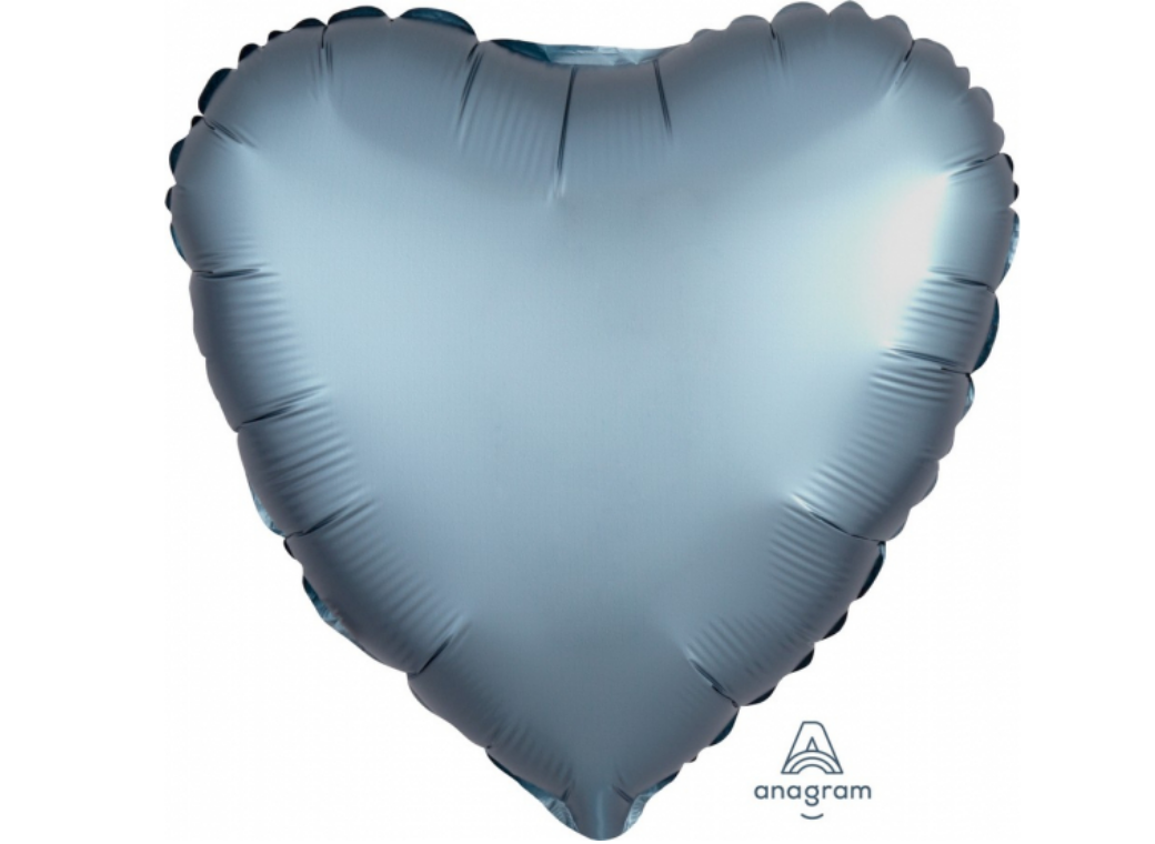 Heart Shaped Foil Balloon - Satin Luxe Steel Blue