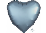 Heart Shaped Foil Balloon - Satin Luxe Steel Blue