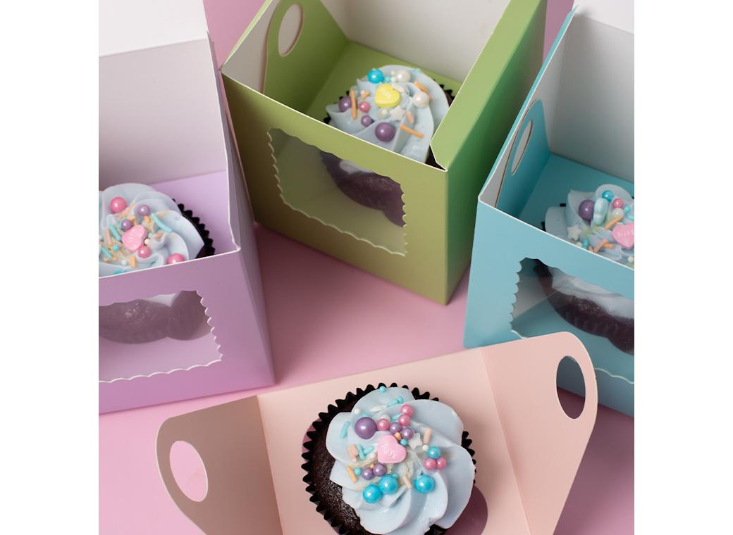 Scalloped Single Cupcake Box 6pk - Mixed