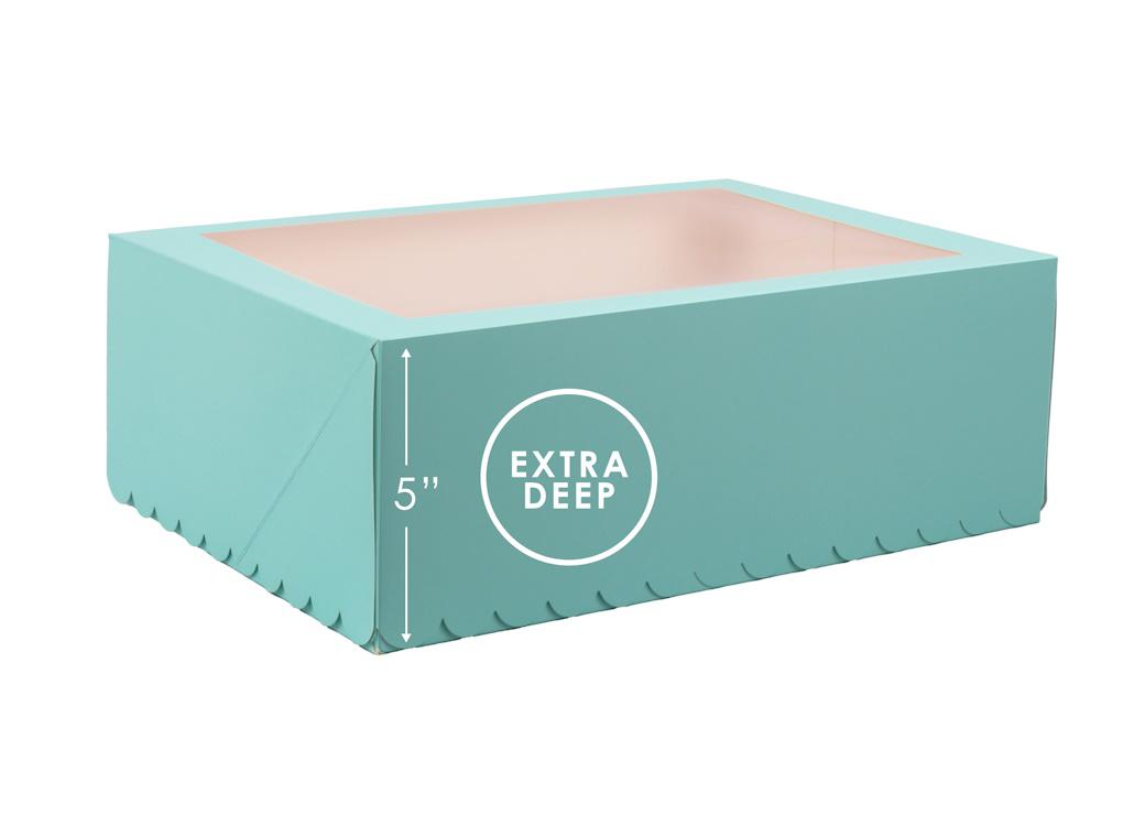 Scalloped Tall 12-Hole Cupcake Box - Pastel Blue