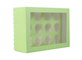 Scalloped Tall 12-Hole Cupcake Box - Pastel Green