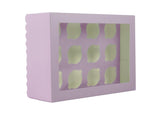 Scalloped Tall 12-Hole Cupcake Box - Pastel Lilac