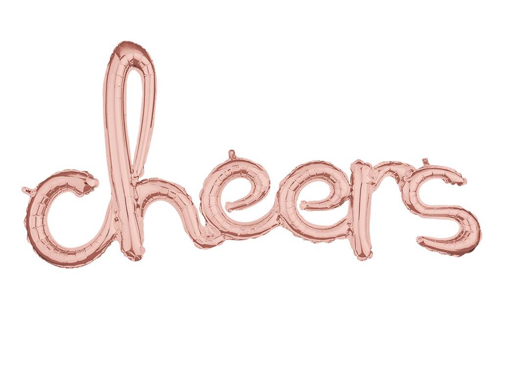 Script Balloon Rose Gold Cheers