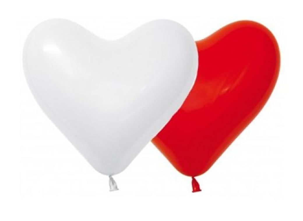 Red & White Heart Shaped Balloons 12pk