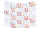 Shimmering Party Iridescent Fringe Banners - White & Pink