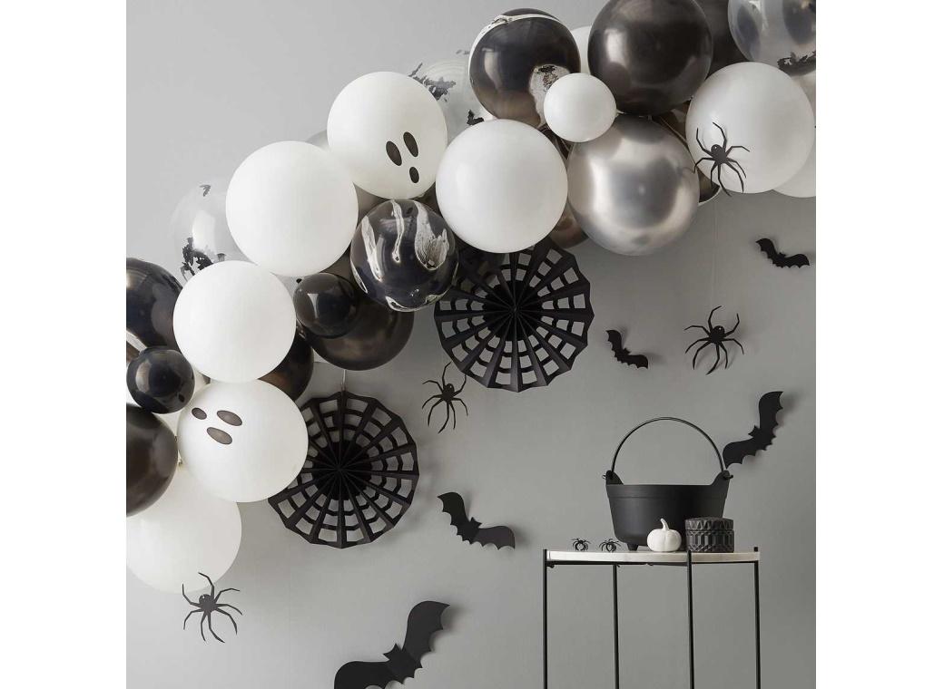 Silver Black & White Halloween Balloon Arch Kit