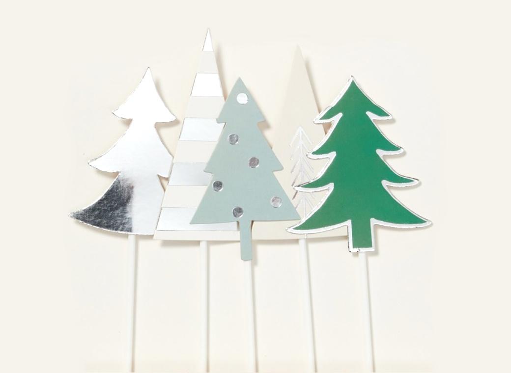 Christmas Trees Cake Topper Set