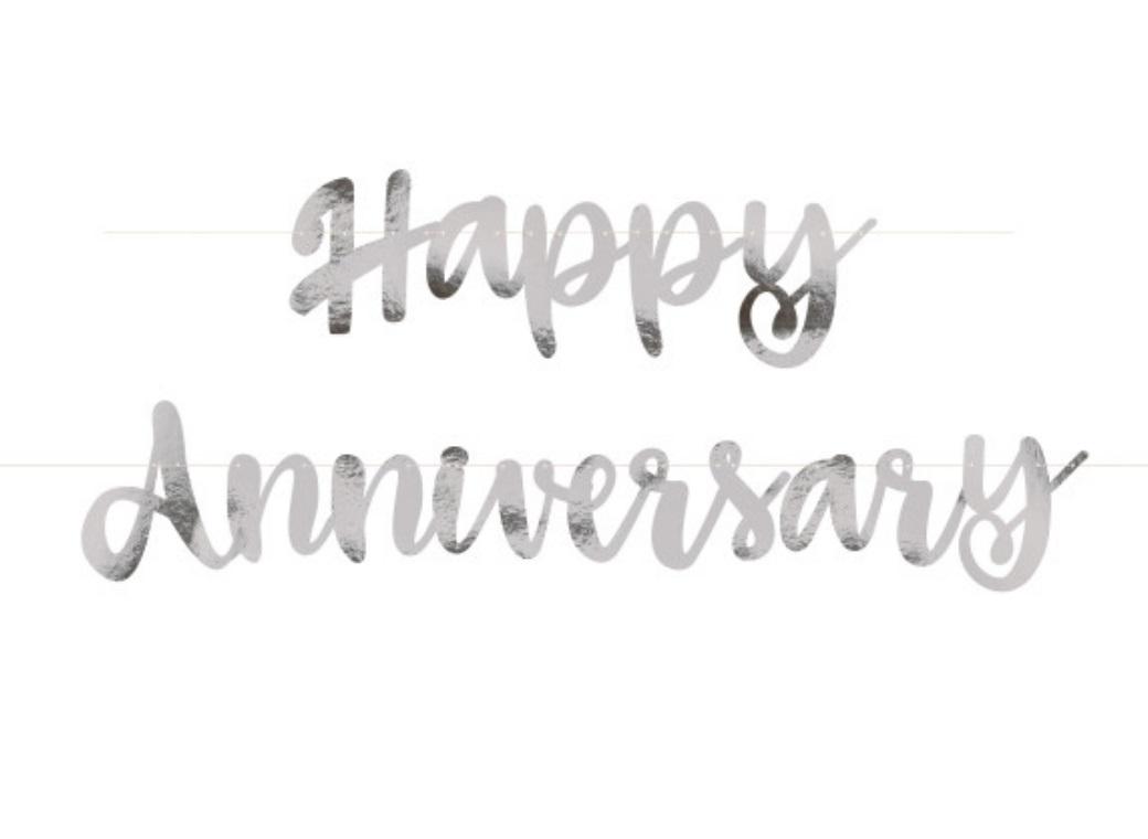 Happy Anniversary Silver Foil Banner