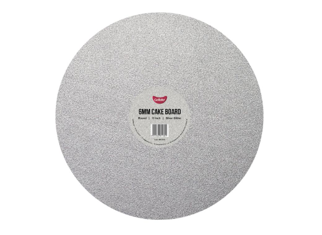 Silver Glitter Round Cake Board 12in