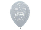 Silver Happy Birthday Balloons 6pk