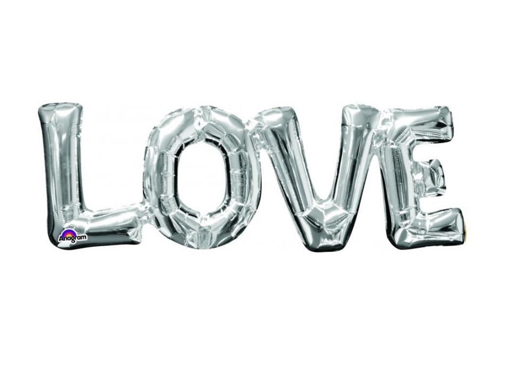 LOVE Shape Foil Balloon - Silver