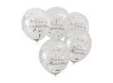 Silver Merry Christmas Confetti Balloons 5pk