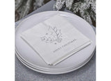 Silver Merry Christmas Beverage Napkins 16pk