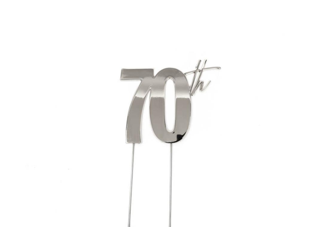 Silver Metal Cake Topper - 70th