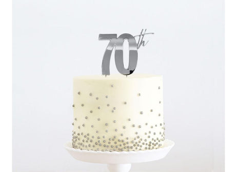 Silver Metal Cake Topper - 70th