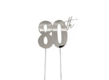 Silver Metal Cake Topper - 80th