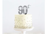 Silver Metal Cake Topper - 90th