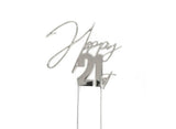 Silver Metal Cake Topper - Happy 21st