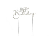 Silver Metal Cake Topper - Happy Birthday