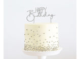 Silver Metal Cake Topper - Happy Birthday