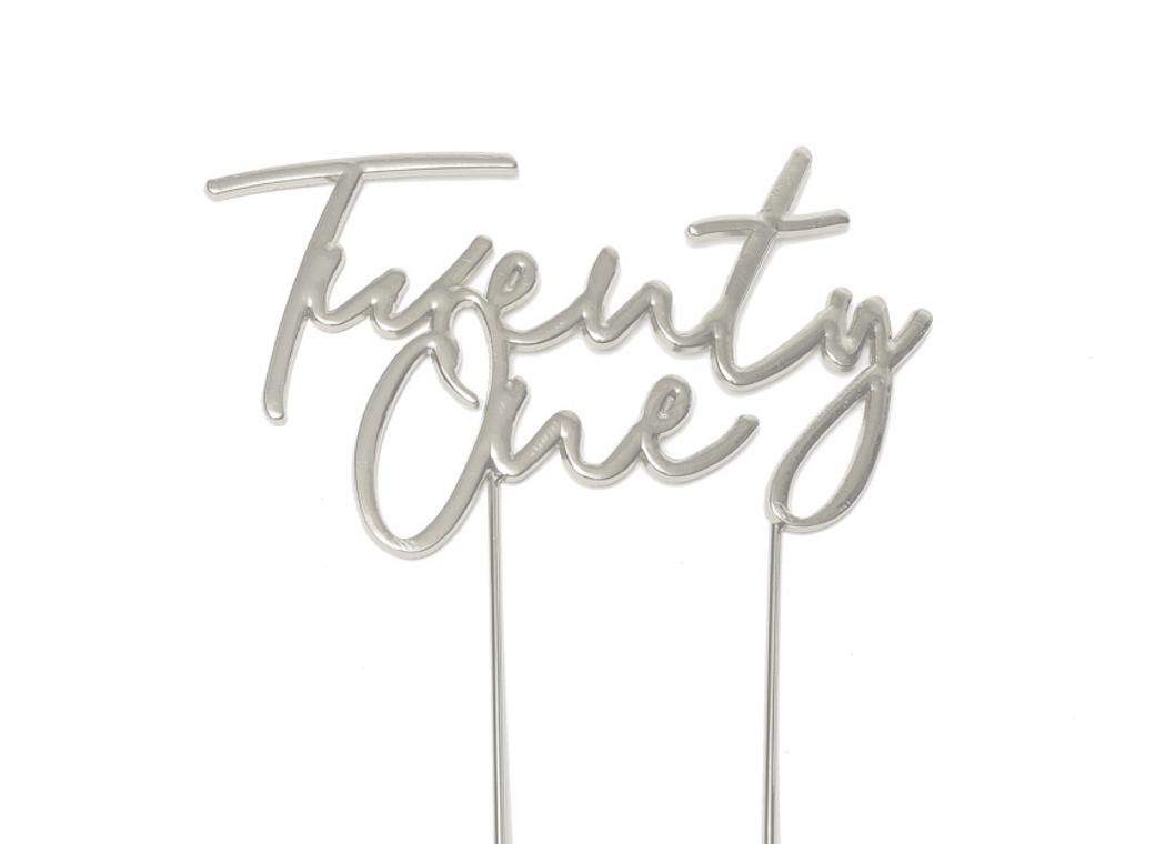 Silver Plated Cake Topper - Twenty One