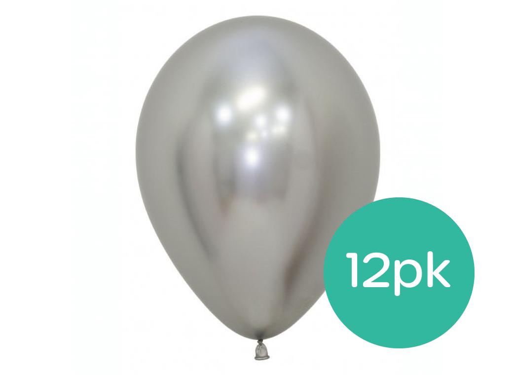 Silver Reflex Balloons 12pk