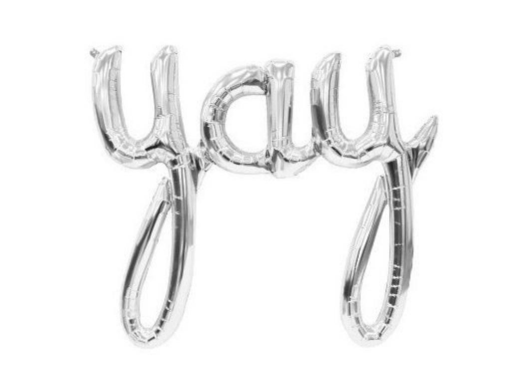 Silver 'Yay' Script Balloon